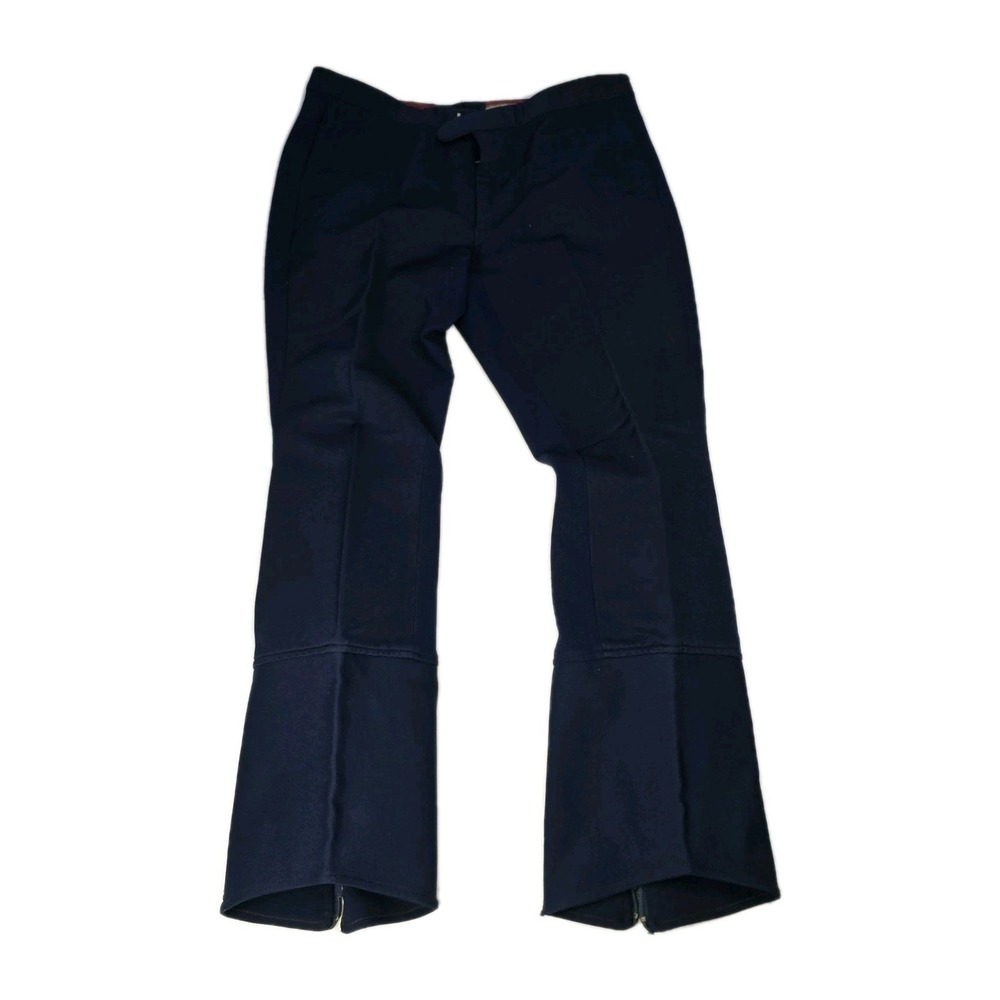 VTG 70s USA Bell Bottoms Blue Stretch Wool Nylon Winter Ski Pants 34X30 - Picture 1 of 9